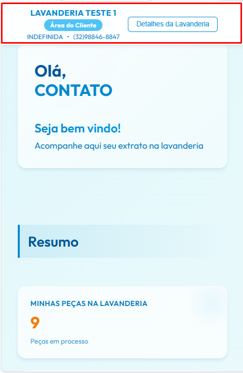 Extrato do Cliente - Tela de Boas Vindas