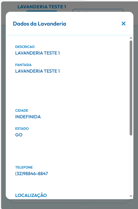 Extrato do Cliente - Dados da Lavanderia